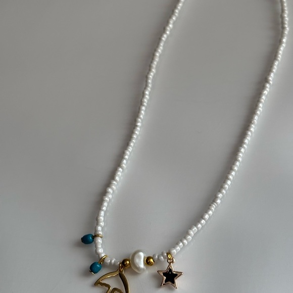 Jewelry - White Beaded Necklace with Charms